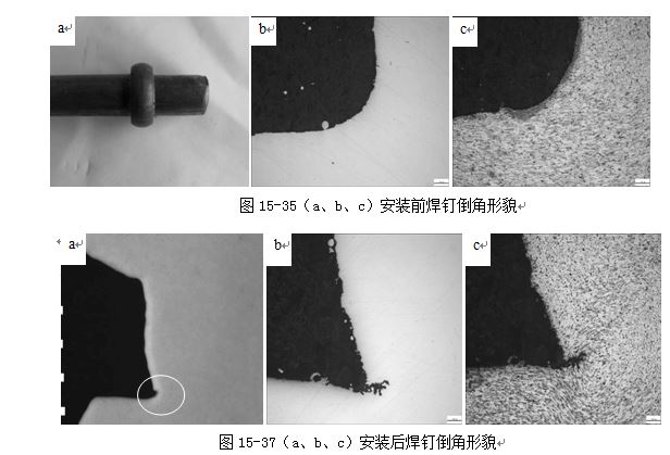 圖15-37（a、b、c）安裝后焊釘?shù)菇切蚊? /> 
</p>
<p style=